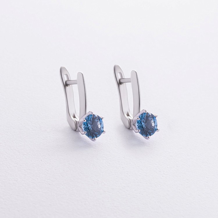 Серебряные серьги с топазами "Лондон голубой" 2526/1p-QLB от ювелирного магазина Оникс