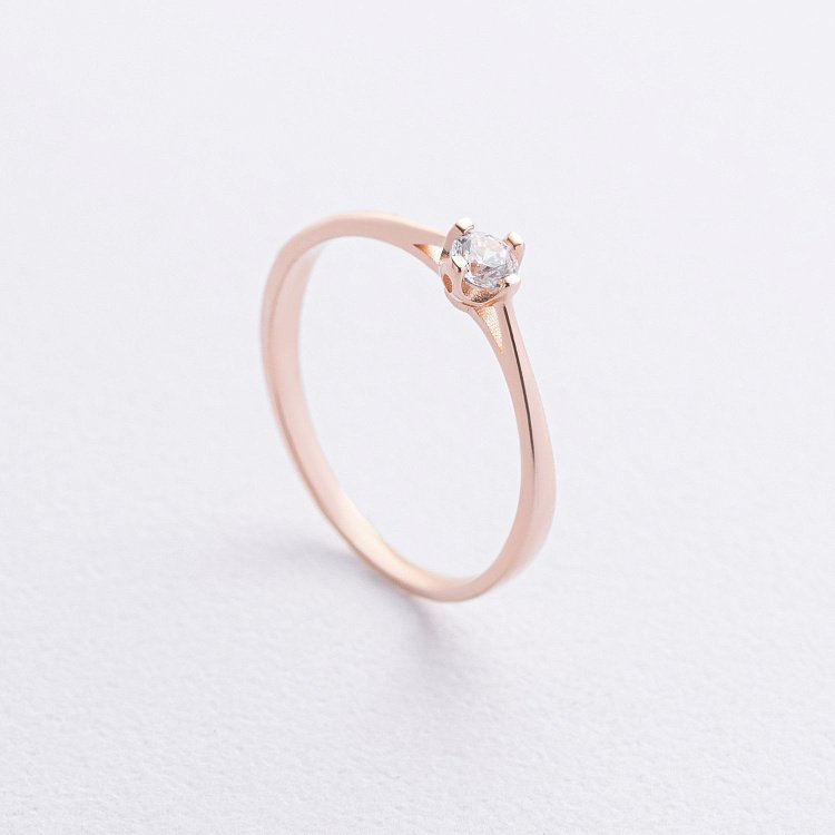 Помолвочное золотое кольцо с фианитом к08230 от ювелирного магазина Оникс