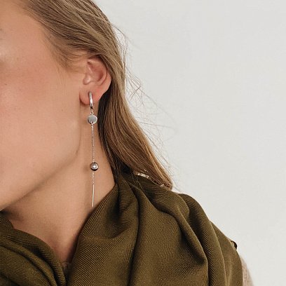 Срібні сережки без фіанітів 122224 №6