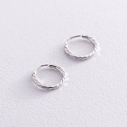 Сережки - кільця в білому золоті (1.2 см) с07311
