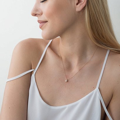 Золоте кольє "Зірочка" з фіанітом кол01187