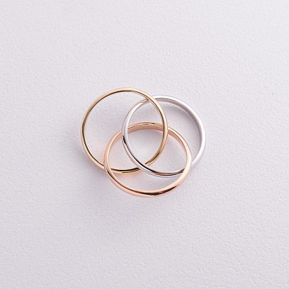 Кольцо из трех цветов золота к06703 №4