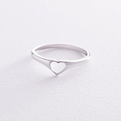 Кольцо "Сердечко" в белом золоте к07227