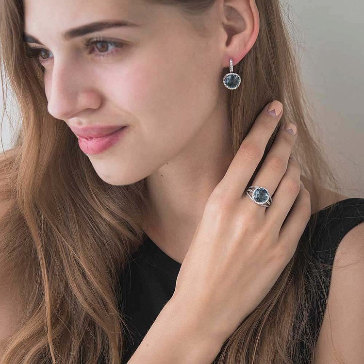 Золоті сережки з топазом і фіанітами 14050408 від ювелірного магазину Онікс - 1