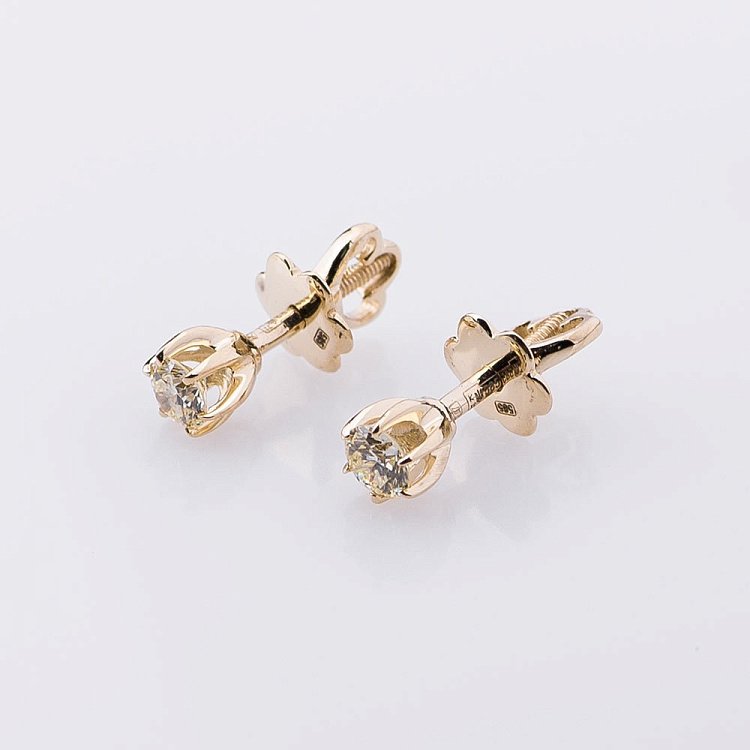 Золоті сережки-пусети з діамантами е0462-1ж від ювелірного магазину Онікс - 1