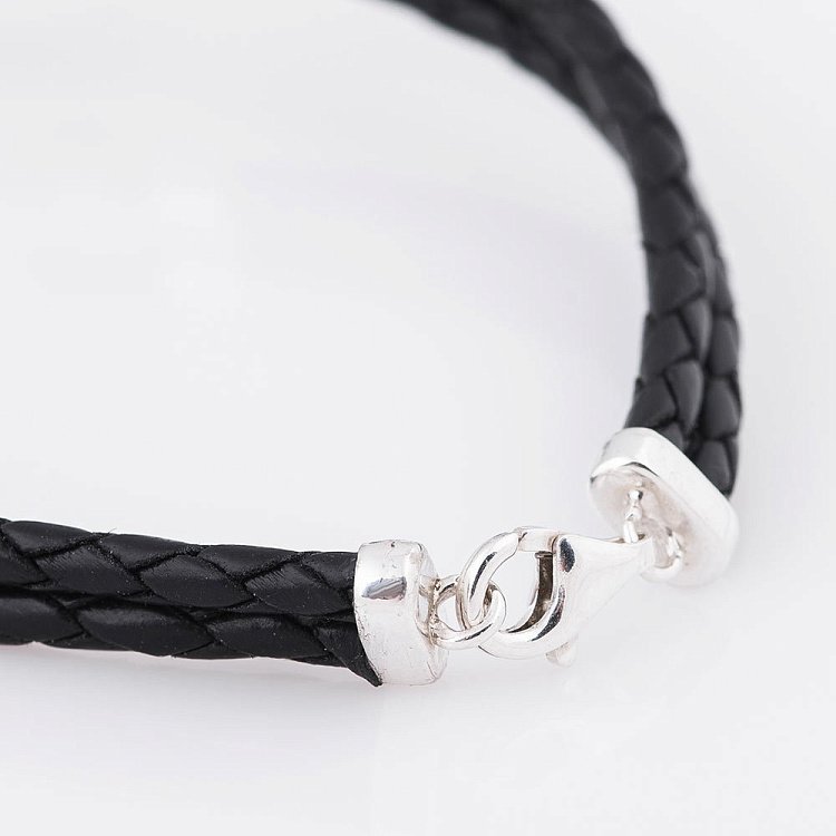 Шкіряний браслет в сріблі "Якір" 141146 від ювелірного магазину Онікс - 2
