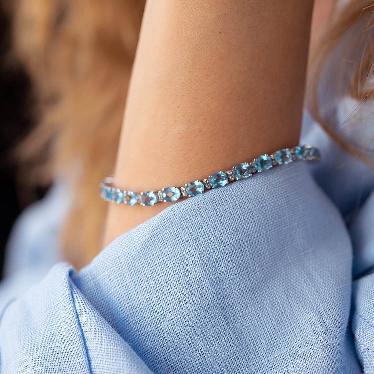 Золотой браслет с бриллиантами и топазами бр0348 от ювелирного магазина Оникс - 7