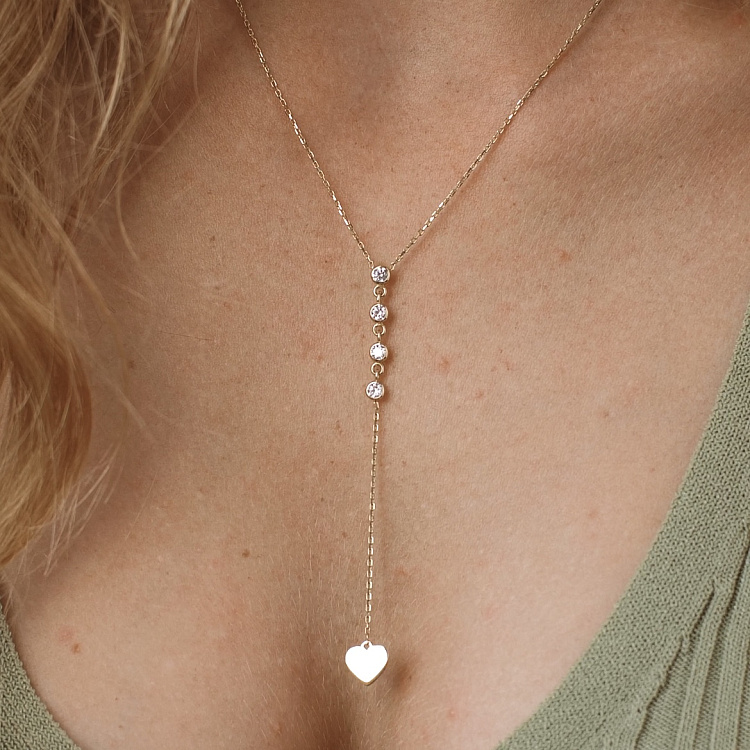 Кольє з жовтого золота з фіанітами кол01784 від ювелірного магазину Онікс