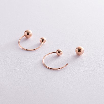 Серьги "Хельга" с шариками (красное золото) с08234 №7