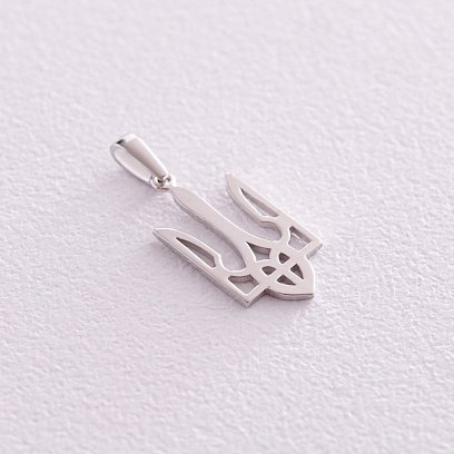 Кулон "Герб Украины - Тризуб" в белом золоте п03745