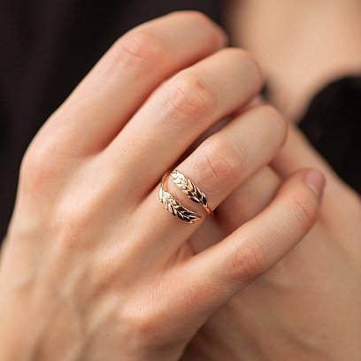 Каблучка "Колоски пшениці" у червоному золоті к08047 №2