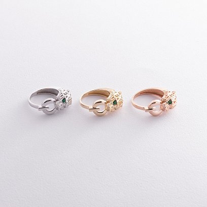 Кольцо "Пантера" в красном золоте (фианиты) к07610 №7