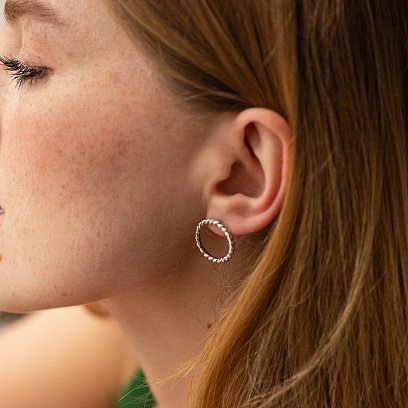 Сережки - пусети "Тріана" у білому золоті с08279 №3