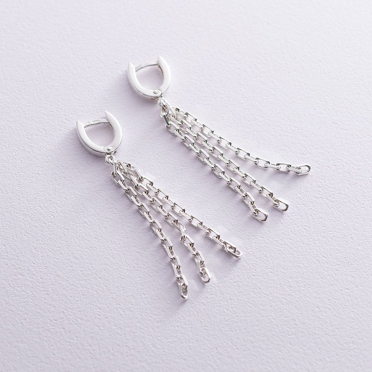 Серебряные серьги "Цепочки" 122778 от ювелирного магазина Оникс