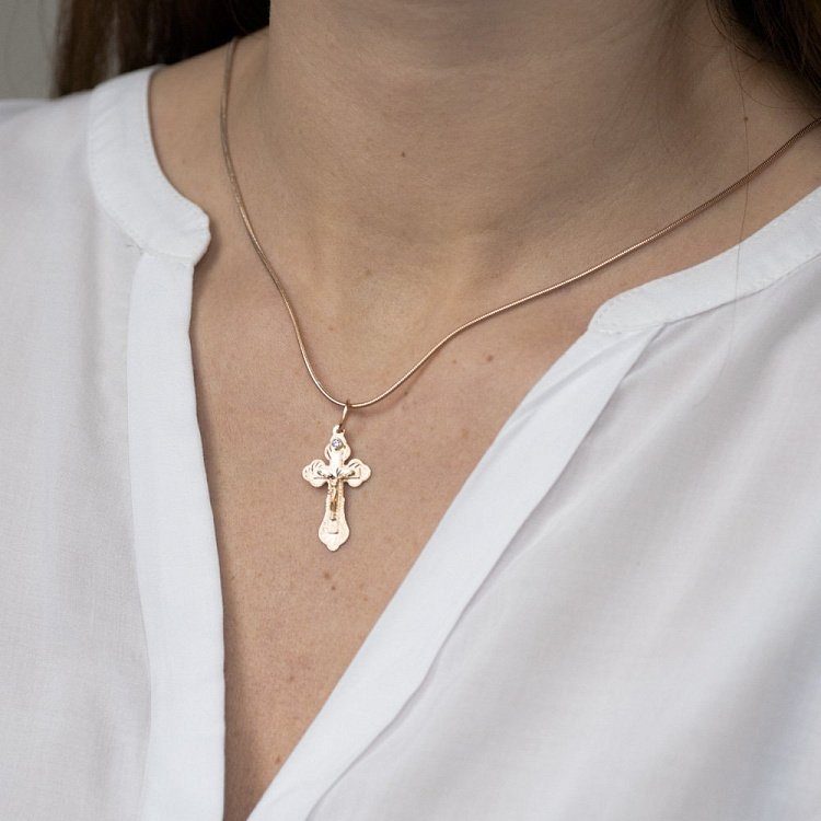 Золотой православный крестик п02438 от ювелирного магазина Оникс - 2