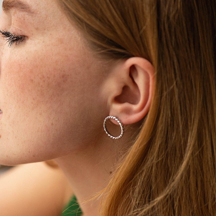 Сережки - пусети "Тріана" у білому золоті с08279 від ювелірного магазину Онікс - 3