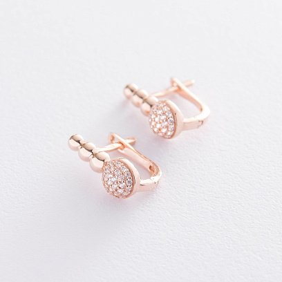 Золотые серьги с фианитами с06775