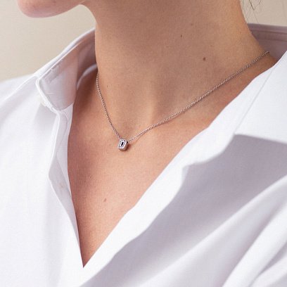 Серебряное колье с буквой "D" с фианитами 1103 D №7