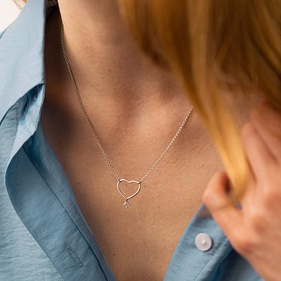 Срібне кольє "Сердечко" з фіанітом 1087 №5