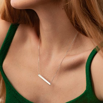 Кольє з пластиною для гравіювання (біле золото) кол02478 №4