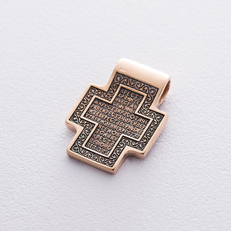 Золотой православный крест с чернением п02675 от ювелирного магазина Оникс - 2