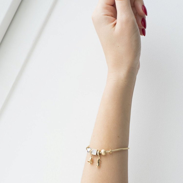 Золотий браслет з Шарм (фіаніти) б02778 від ювелірного магазину Онікс - 4