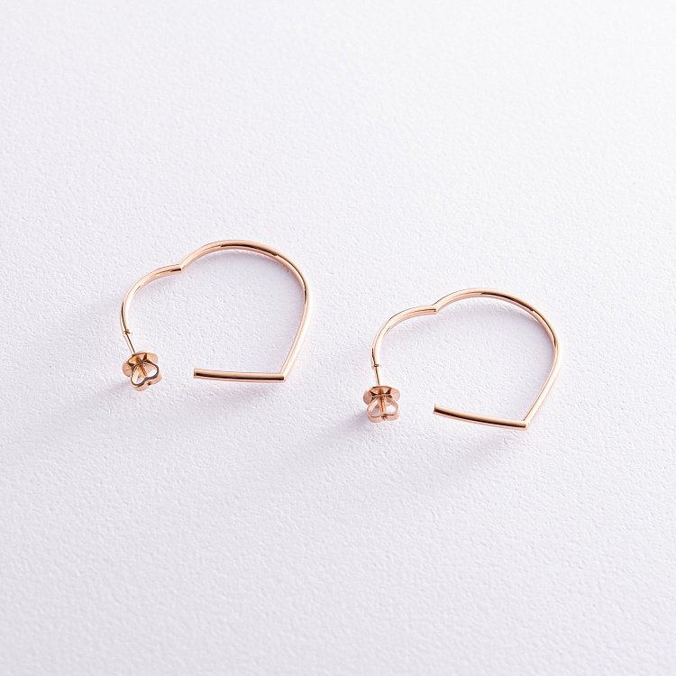 Золотые серьги - пусеты "Сердечки" с07961 от ювелирного магазина Оникс - 1