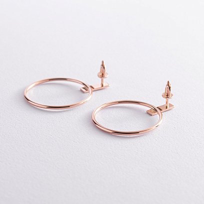 Серьги - пусеты "Уверенность" в красном золоте с07884 №3