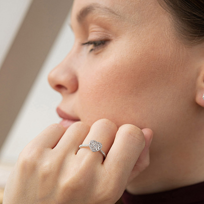 Золота каблучка "Сердечко" з діамантами кб0600ri №2