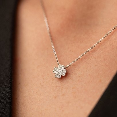 Золотое колье "Клевер" с бриллиантами 738551121 №4