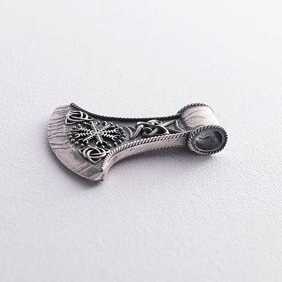Серебряный кулон - топор "Шлем ужаса"  7044 №11