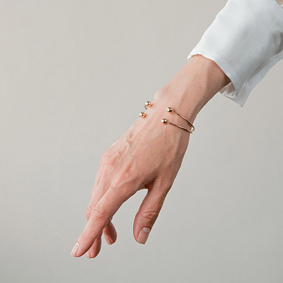 Жорсткий браслет "Кульки" (жовте золото) б05593 №5