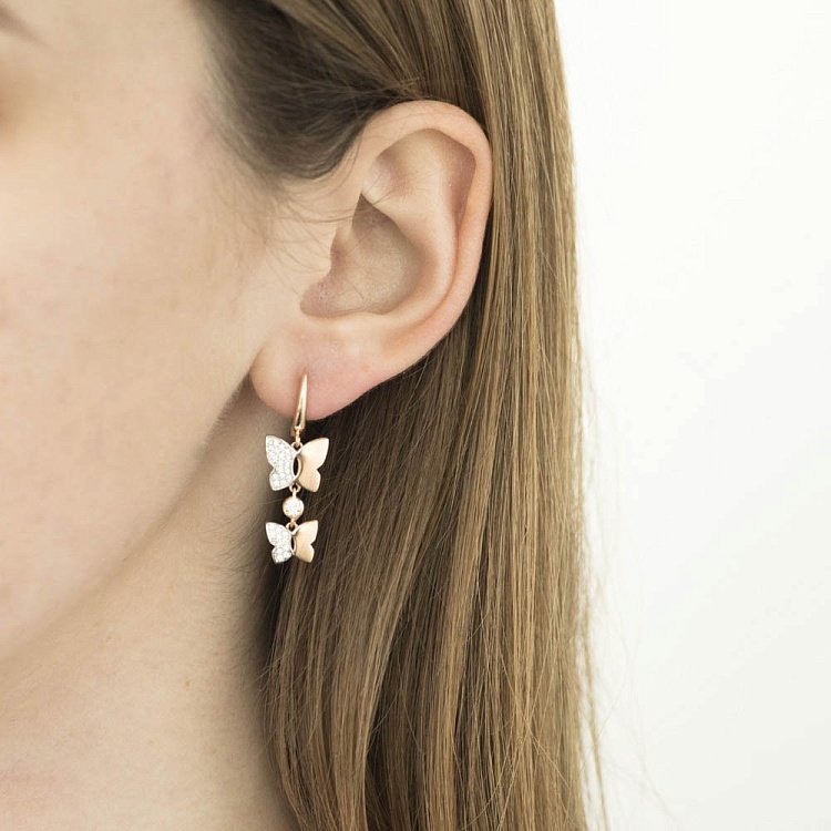 Золотий перстень з метеликами (фіаніти) к05912 від ювелірного магазину Онікс - 3