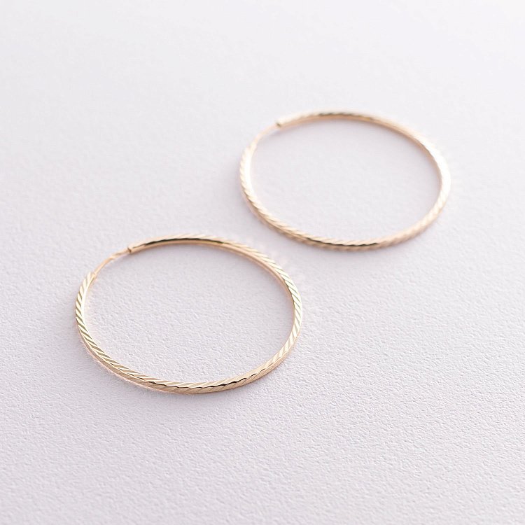 Серьги - кольца в желтом золоте (4.0 см) с07188 от ювелирного магазина Оникс - 3