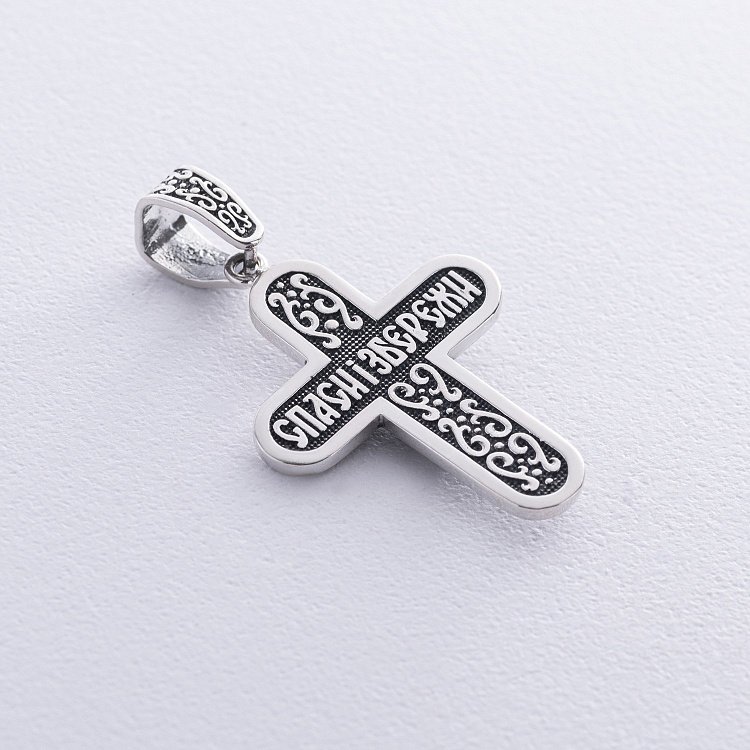Срібний хрест "Розп'яття. Спаси і Збережи" кду-22 від ювелірного магазину Онікс - 6