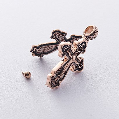 ﻿Золотий хрест-мощевик "Молитва Чесному Хресту" (чорніння) п01762 №3