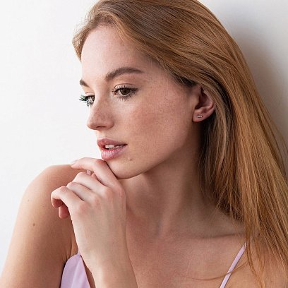 Золоті сережки - пусети з діамантами 102-10069 №2