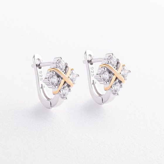Серебряные серьги "Rosie" с фианитами 123556
