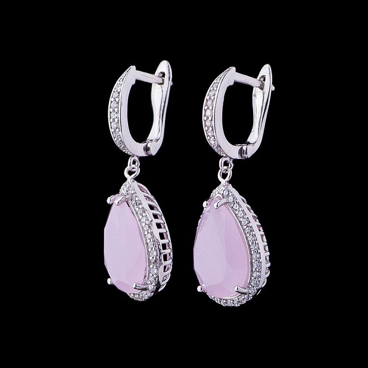 Серебряные серьги с фианитами 121913 от ювелирного магазина Оникс - 2