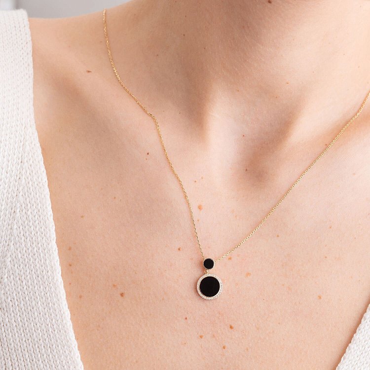 Золотое колье с бриллиантами и эмалью 722813121 от ювелирного магазина Оникс - 4