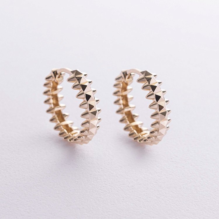 Сережки - кільця в жовтому золоті с09059 від ювелірного магазину Онікс