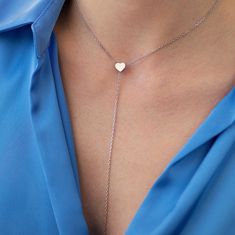 Серебряное колье "Сердечко" (регулируемая длина) OR121165 от ювелирного магазина Оникс - 1