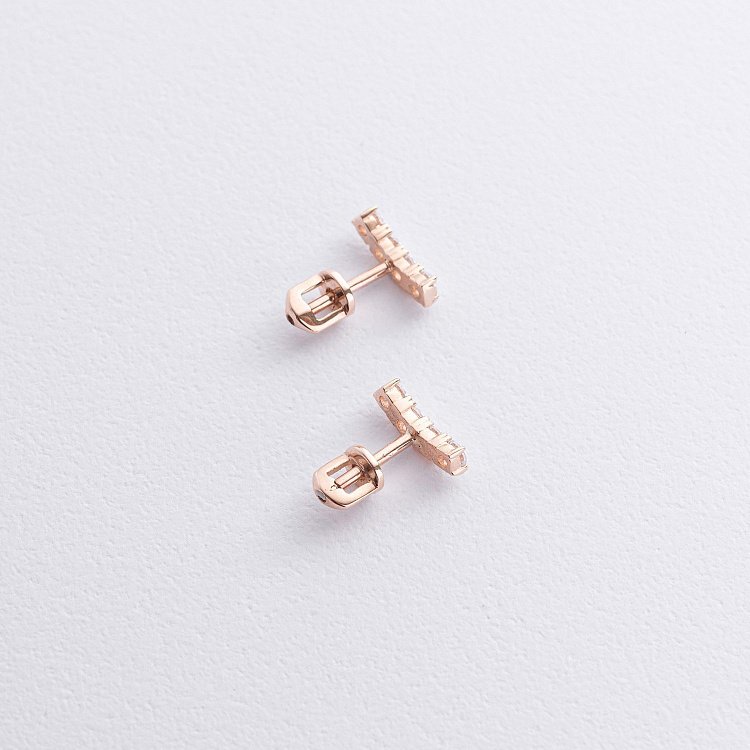 Сережки - пусети "Lora" з фіанітами (червоне золото) с09097 від ювелірного магазину Онікс - 4