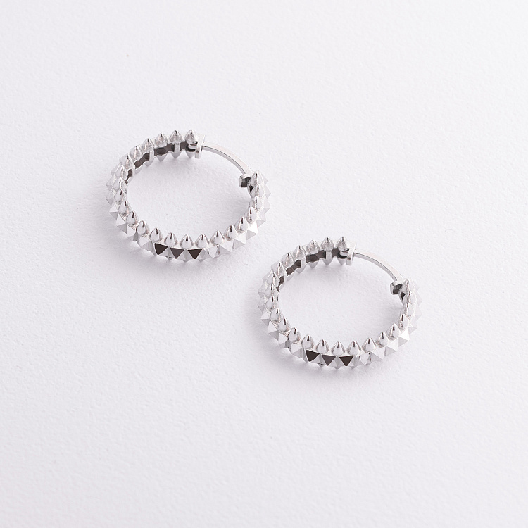 Сережки - кільця в білому золоті с09549 від ювелірного магазину Онікс - 1