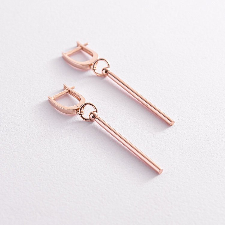 Сережки "Ідеал" у червоному золоті с08077 від ювелірного магазину Онікс