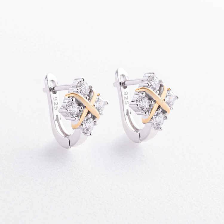 Серебряные серьги "Rosie" с фианитами 123556 от ювелирного магазина Оникс