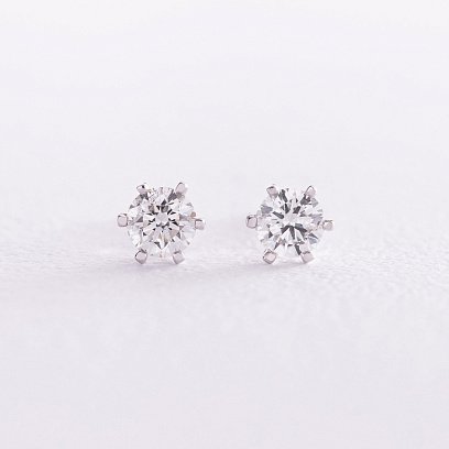 Золотые серьги - пусеты с бриллиантами сб0391 №3