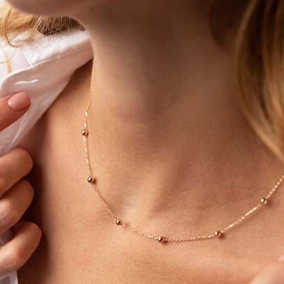 Кольє "Кульки" у червоному золоті кол02286 №9