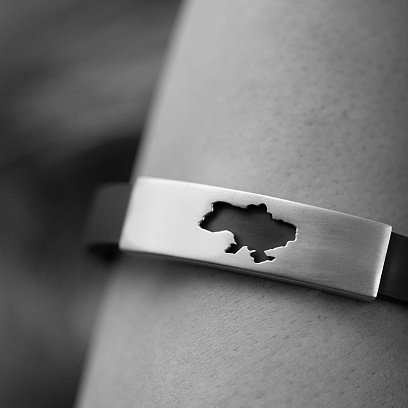 Каучуковый браслет "Карта Украины" с серебряными вставками 10812 №4