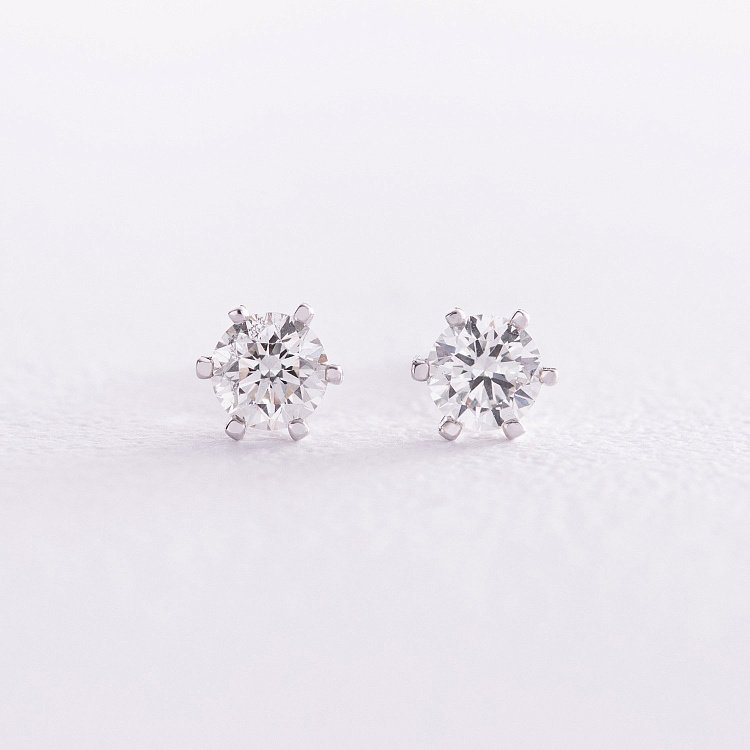 Золотые серьги - пусеты с бриллиантами сб0391 от ювелирного магазина Оникс - 2